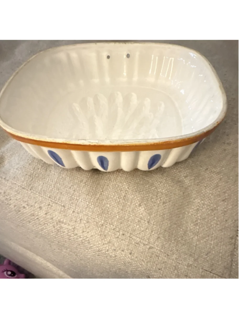 Glossy Ceramic Asparagus Bundle Square Vegetable Dish, blue, green, white